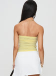 back view of model wearing Princess Polly Fiji Strapless Top Yellow Sleeveless straight 