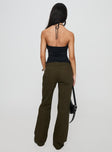 back view of model wearing Princess Polly Benicale Low Rise Cargo Pants Olive 