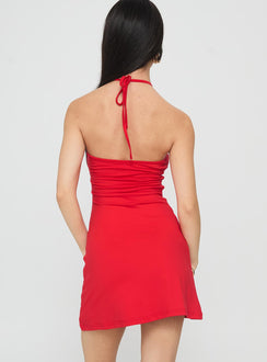 Miami Streets Cut Out Mini Dress Red