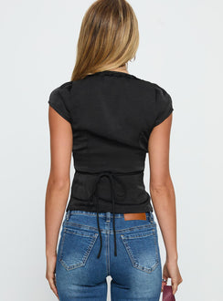 Tatianna Frill Blouse Top Black