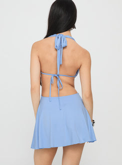 Maeva Halter Mini Dress Pastel Blue