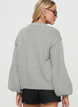 back view of model wearing Princess Polly Edern Cardigan Grey Long 