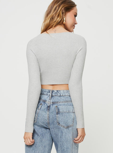 Lolida Cropped Cardigan Grey Marle Princess Polly  Cropped 