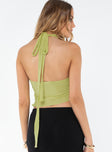 Sheer halter top Tie fastening, deep neckline, low back