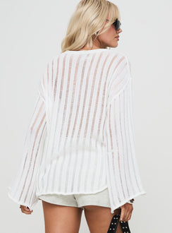 back view of model wearing Princess Polly Ambra Sweater White 