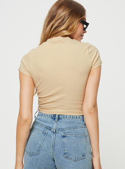 product Princess Polly Short Sleeves Crew Neck  Staton Top Beige