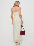 back view of model wearing Princess Polly Euphemia Maxi Dress Cream V-Neck 