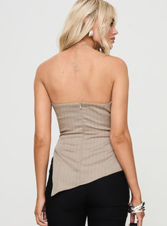 back view of model wearing Princess Polly Moxlan Top Brown Sleeveless straight 