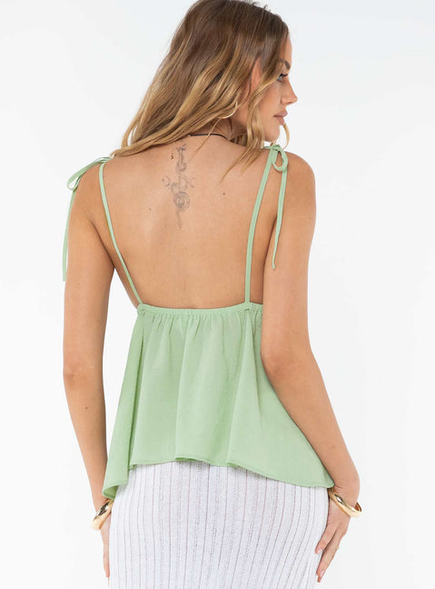 product Princess Polly Sleeveless Square Neck  Hearts Flutter Top Green