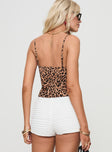 back view of model wearing Princess Polly Jaquelyn Top Leopard Sleeveless Square Neck 