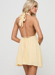 back view of model wearing Princess Polly Saddler Mini Dress Lemon Plunger 