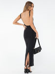 Princess Polly Boat Neck  Swansen High Neckline Maxi Dress Black