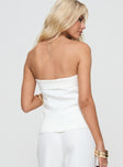 back view of model wearing Princess Polly Change It Up Strapless Top White Sleeveless straight 