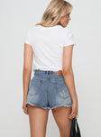 Gratzi Mid Rise Denim Shorts Blue