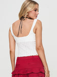 back view of model wearing Princess Polly Amberly Top White Sleeveless Sweetheart 