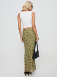 back view of model wearing Princess Polly Piazia Maxi Skirt Green Maxi 