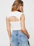 back view of model wearing Princess Polly Halia Bodysuit White Sleeveless Sweetheart 