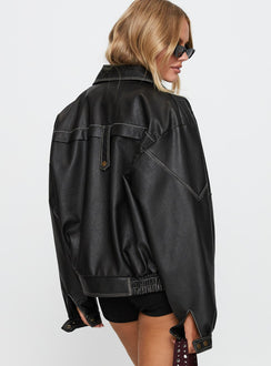 Jaxton Faux Leather Jacket Black