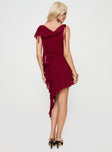 Princess Polly Cowl Neck  Dacian Mini Dress Burgundy