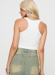 back view of model wearing Princess Polly Trender Top White Sleeveless Square Neck 