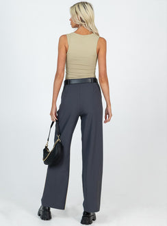 Front view of model wearing  front Princess Polly High Waisted Pants High Waisted Pants High Waisted Pants High Waisted Pants  Archer Pants Slate Tall