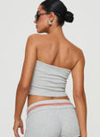 back view of model wearing Princess Polly In Miami Strapless Top Grey Sleeveless straight 