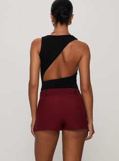 back view of model wearing Princess Polly Centre Stage Cut Out Bodysuit Black Sleeveless 