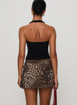 back view of model wearing Princess Polly Tejano Mini Skirt Leopard Mini Skirts 