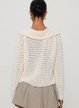 back view of model wearing Princess Polly Tuscon Crochet Sweater White 