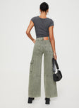 Princess Polly High Waisted  Making History Cargo Jeans Olive