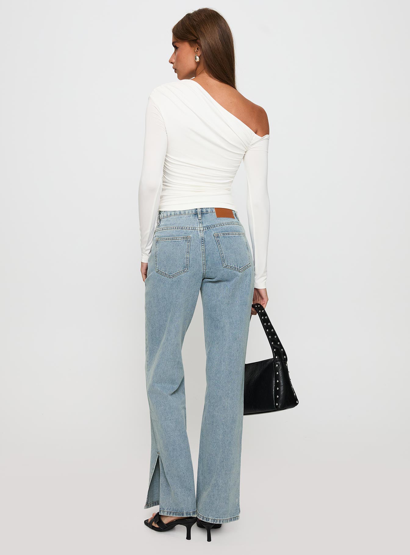 White Mustang Mid Rise Straight Leg Jean Light Blue