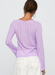 Tuppence Ribbed Long Sleeve Top Lilac