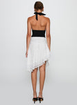 Evanescence Asymmetrical Midi Skirt White / Polka Dot