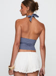 Whimsy Halter Top Navy Gingham