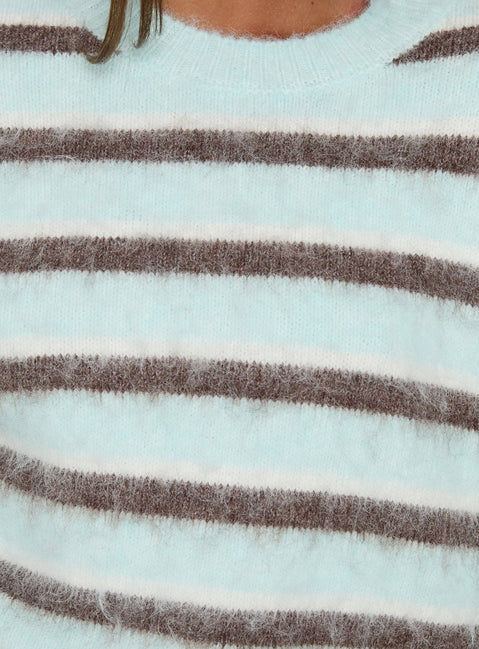 Zionie Knit Jumper Aqua / Brown Stripe
