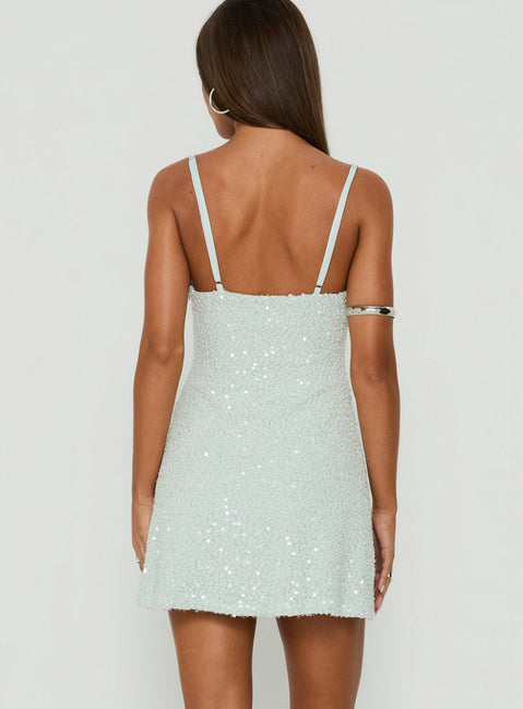 Feel The Vibrations Pailletten-Minikleid Blau