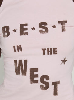 Best In The West Langarm-Grafik-Raglan-Top Schokolade / Rosa