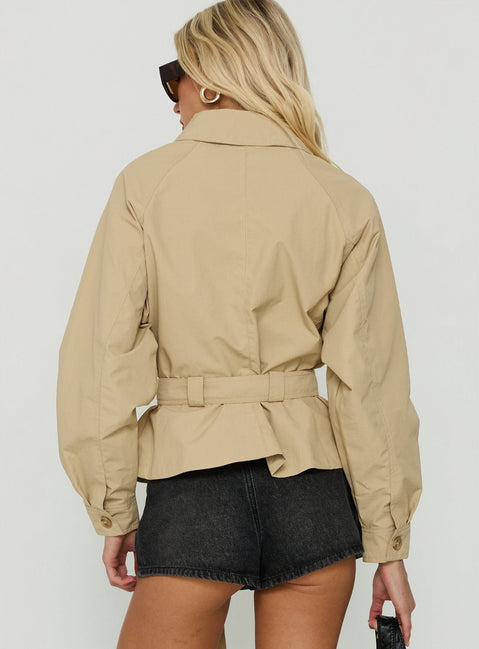 Kurzer Trenchcoat mit Bindegürtel, Ranique, Beige
