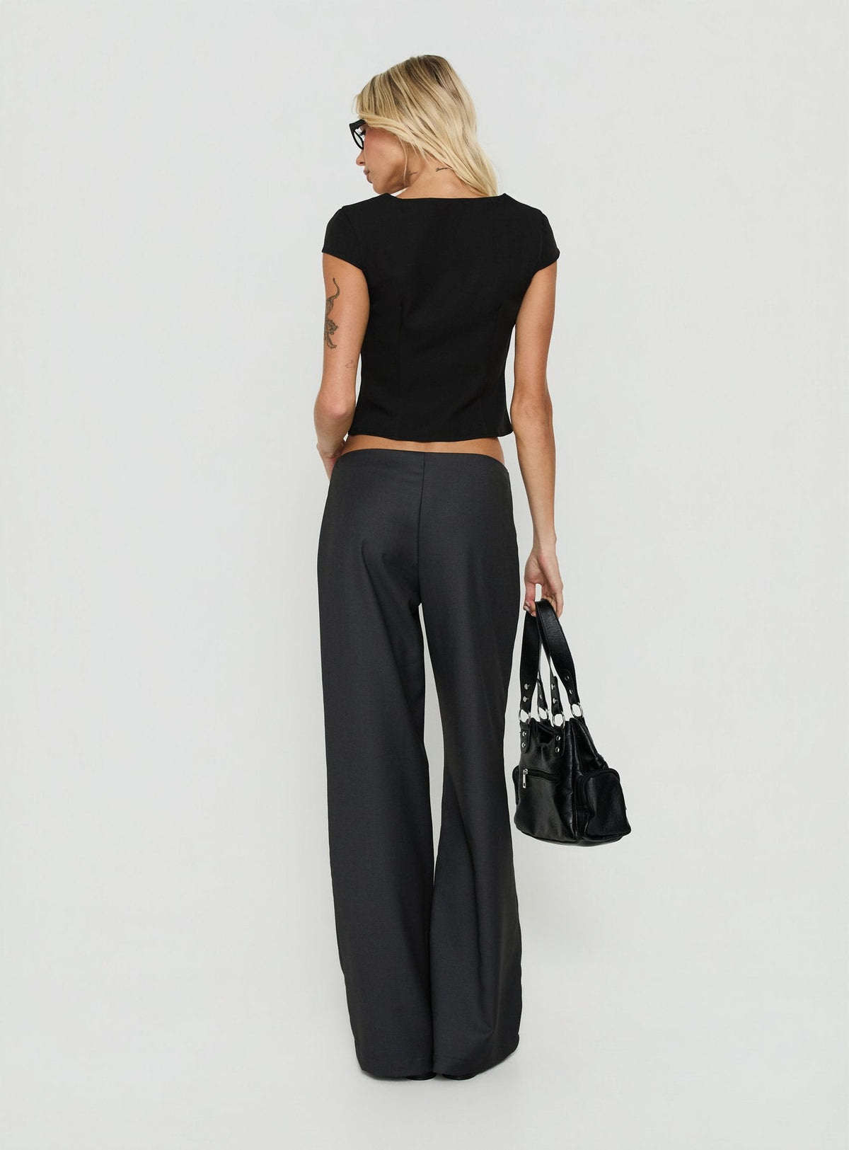 Agazia No Waist Low Rise Straight Trousers Grey