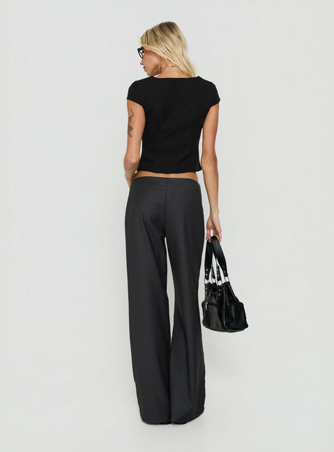 Agazia No Waist Low Rise Straight Trousers Grey