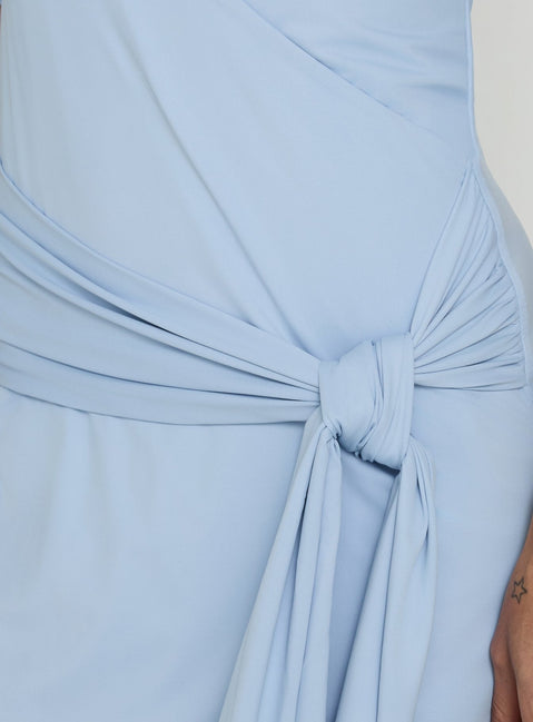 Jaquelina Mini-Kleid mit Bindedetail und langen Ärmeln, Blau