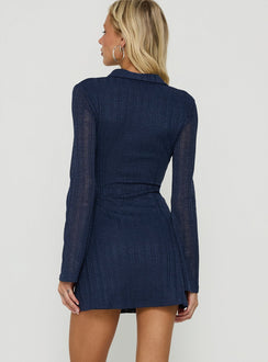 When You Sleep Long Sleeve Mini Dress Navy