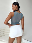 back view of model wearing Princess Polly Bold Move Mini Skirt White Low Impact Mini Skirts 