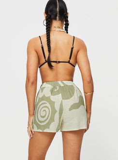 Sea Shorts Green / Cream Princess Polly high-rise 