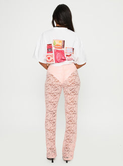 back view of model wearing Princess Polly Peru Lace Pants Pink 