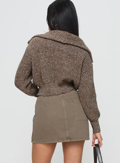 back view of model wearing Princess Polly Zenara Micro Skirt Light Olive Mini Skirts 