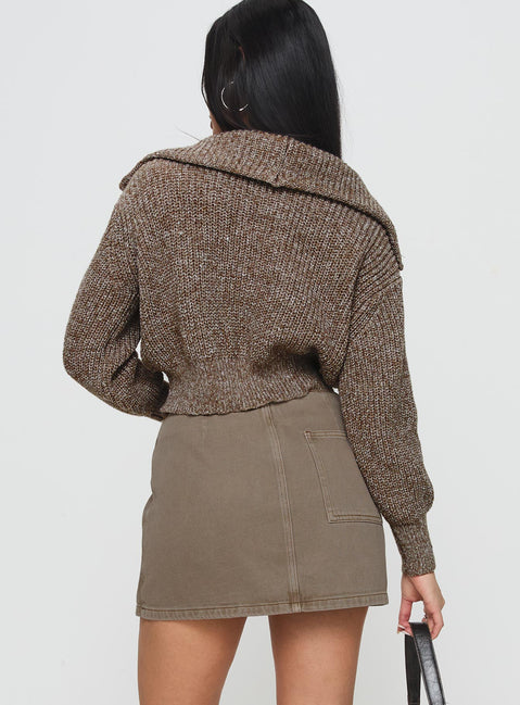 back view of model wearing Princess Polly Zenara Micro Skirt Light Olive Mini Skirts 
