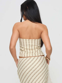back view of model wearing Princess Polly Birdie Asymmetric Linen Blend Top Cream Sleeveless straight 