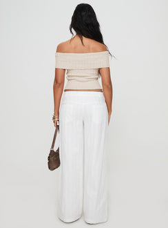 back view of model wearing Princess Polly Vendi Low Rise Pant White Petite Low Rise Pants 