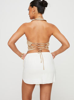 back view of model wearing Princess Polly Ogilvie Mini Skirt White Mini Skirts 